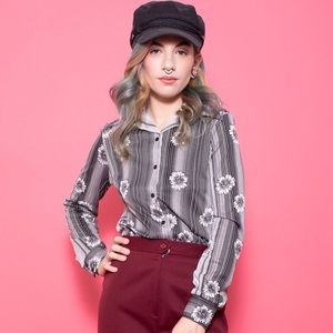 70’s Floral Polyester Button Down